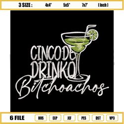 cinco de drinko embroidery design, mexico drink embroidery, happy st patrick day embroidery