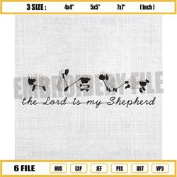 the lord is my shepherd embroidery design, sheep embroidery, shepherd dog embroidery