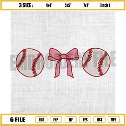 baseball ball embroidery design, baseball coquette bow embroidery, sport softball embroidery