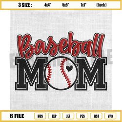 baseball mom embroidery design, mother day embroidery, sport softball embroidery