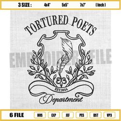 tortured poets department est 2024 embroidery, taylor swift embroidery, new album embroidery