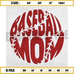 baseball mom embroidery design, sport mom embroidery, mother day embroidery