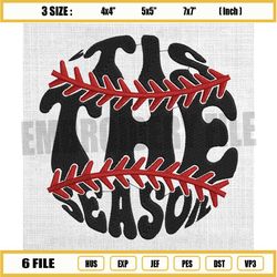 tis the season embroidery design, sport season embroidery, baseball ball embroidery