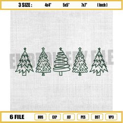 christmas tree doodle embroidery design, merry christmas embroidery, christmas holiday embroidery