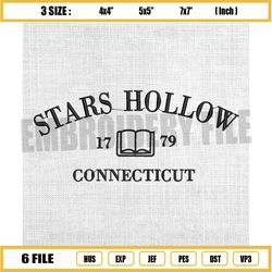 stars hollow embroidery design, connecticut est 1779 embroidery, gilmore girls embroidery