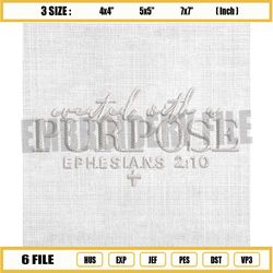 created with a purpose embroidery design, ephesians embroidery, god embroidery