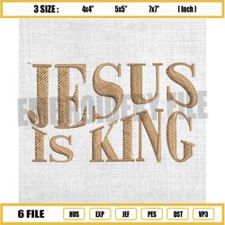 jesus is king embroidery design, christian embroidery, god embroidery