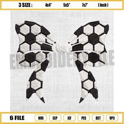 soccer white bow tie embroidery design, sport embroidery, soccer ball embroidery