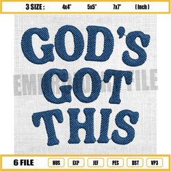 god's got this embroidery design, faithful embroidery, god lover embroidery