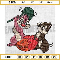 funny chip and dale embroidery design, disney characters embroidery, disney cartoon embroidery