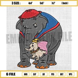 dumbo and mrs. jumbo embroidery design, dumbo the elephant embroidery, disney cartoon embroidery