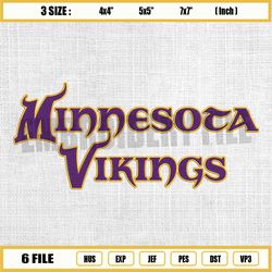 minnesota vikings nfl letter logo embroidery, nfl embroidery, vikings embroidery design, football embroidery