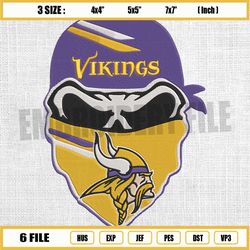 minnesota vikings skull design embroidery, nfl embroidery, vikings embroidery design, football embroidery