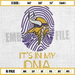 it's minnesota vikings in my dna embroidery, nfl logo embroidery, vikings embroidery design, football embroidery