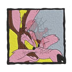 wile e coyote smiling face embroidery