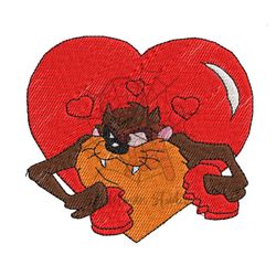 tasmanian devil broken heart embroidery