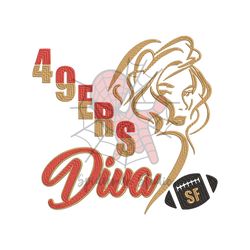 diva san francisco 49ers embroidery design, 49ers embroidery, nfl embroidery, sport embroidery png