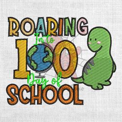 roaring into 100 days of school baby rex embroidery