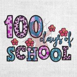 100 days of school leopard print doodle embroidery