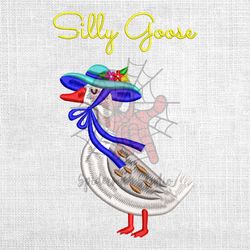 silly goose funny duck wearing hat embroidery