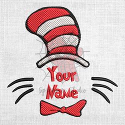 the cat in the hat dr seuss monogram name embroidery