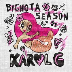 karol g pink hair mermaid bichota season embroidery