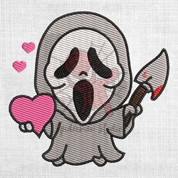 chibi ghostface horror valentine day embroidery