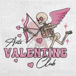 anti valentine club skeleton cupid embroidery