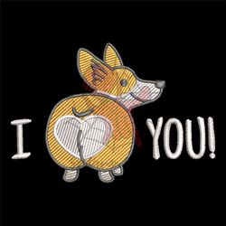 i love you corgi butts valentine embroidery