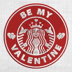 be my valentine starbuck coffee logo embroidery