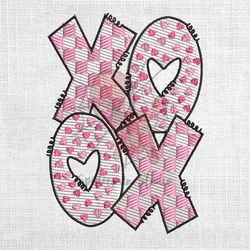 xoxo heart checkered valentine embroidery