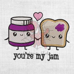 you're my jam couple valentine embroidery