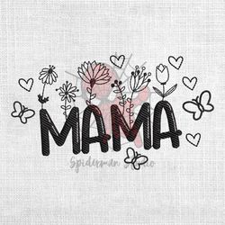 floral mama butterfly flowers embroidery design