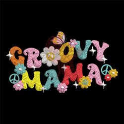 groovy mama flower butterfly embroidery design