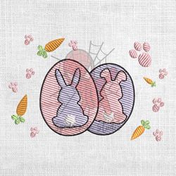 rabbit eggs couple embroidery design