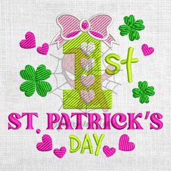 first st patrick day for baby girl embroidery design