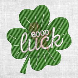 good luck four clover embroidery design