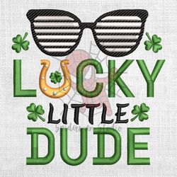 lucky little dude glasses embroidery design