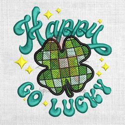 happy go lucky four leaf clover embroidery design