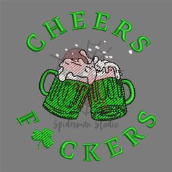 cheers fuckers beer patrick machine embroidery design