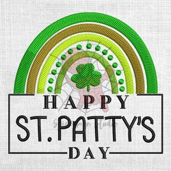 happy patrick's day rainbow embroidery design