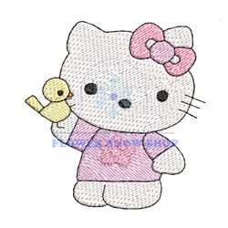 baby pink hello kitty embroidery png