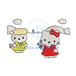 hello kitty friends floral embroidery png