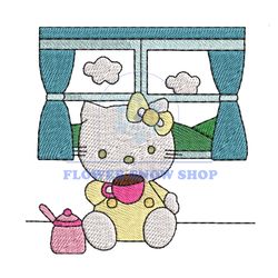hello kitty tea time embroidery png