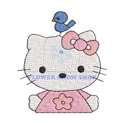 hello kitty and the bird embroidery png