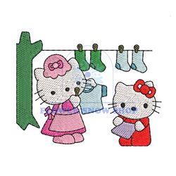 hello kitty helping mama embroidery png