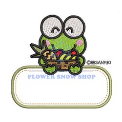 sanrio keroppi frog fruit basket embroidery png