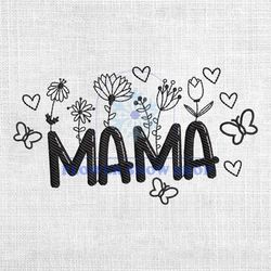 floral mama butterfly flowers embroidery design