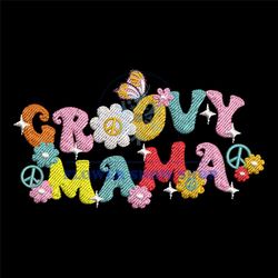 groovy mama flower butterfly embroidery design