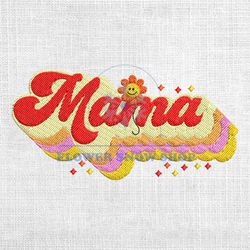 mama retro flower machine embroidery design